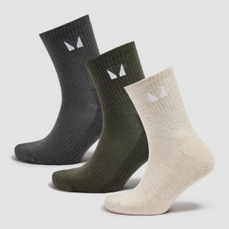 MyProtein Calcetines de ca&ntilde;a media unisex de MP (paquete de 3) - Arena del desierto/Verde bosque/Gris noche - UK 2-5