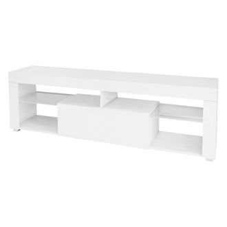 ML Design Ml-design Mesa De Tv De Madera En Blanco 140x51x35 Cm Gabinete Para Televis&oacute;n Mueble Moderno Con Espacio De Almacenamiento Tablero De Pie Con 2 Estant