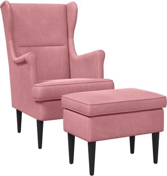 vidaXL Sill&oacute;n Con Pouf 2 Uds. Rosa Terciopelo Vidaxl