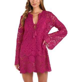 L'agence Ansley Paisley Long Sleeve Cover-Up Dress in Fuchsia at Nordstrom Rack, Size X-Small