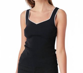 endless rose Cody Rib Sweater Tank In Black
