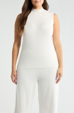 Tahari by ASL Sleeveless Mock Neck Sweater in Ivory at Nordstrom, Size 1X