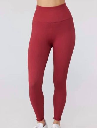 Spiritual Gangster Love Sculpt 7/8 Ruffle Legging In Ruby