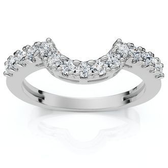 Pompeii3 1/4Ct Notched Diamond Guard Anniversary Ring 14k Gold Lab Grown