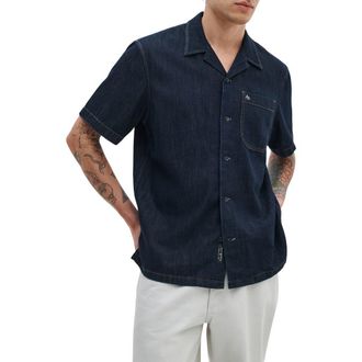 Rag & Bone Resort Short Sleeve Denim Button-Up Shirt in Rinse at Nordstrom, Size Xx-Large