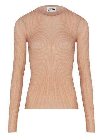 Jean Paul Gaultier Top met spiraalvormige print - Beige