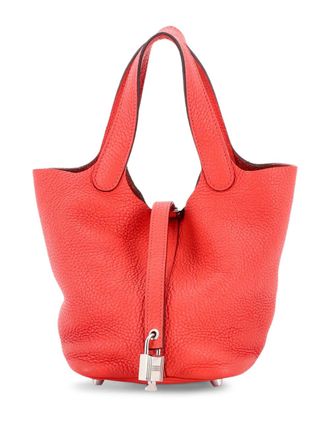 Herm&egrave;s Borsa a secchiello Picotin Lock PM in pelle Clemence - Rosso