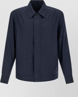 Brioni linen wool jacket collared long sleeves