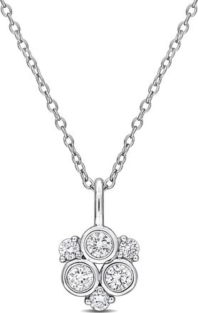 Mimi & Max Created Forever 1/2ct TW Lab-Grown Diamond Inverted Triangle Cluster Necklace Sterling Silver