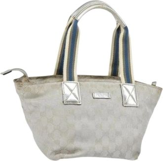 Gucci Pre-owned Tote Bags, female, Beige, Size: ONE SIZE Pre-owned Vintage GG Canvas Tote Bag
