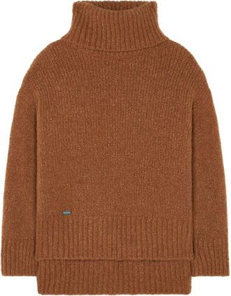 Alanui ribbed high-neck jumper - women - Silk/Cashmere - M - Brown