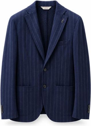 Paoloni Pinstripe Jersey Jas - Heren - Blazers - Blauw - XL - Katoen - Jassen
