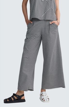 Luukaa D'Celli Kaelith Striped Jersey Wide-Leg Pants in Black Strip at Nordstrom, Size 18