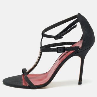 Carolina Herrera CH Carolina Herrera Size 37 Black Canvas Ankle Strap Sandals
