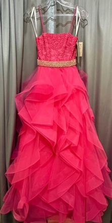 Jovani Womens Enchanting Ruffled Ball Gown In Hot Pink