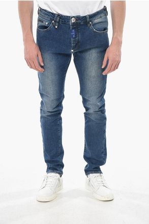 Philipp Plein Stretch Denim Straight-Leg Jeans with Raised Detail size 36