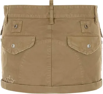 Dsquared2 Womens Archive Mini Skirt Beige Exteiror Cotton
