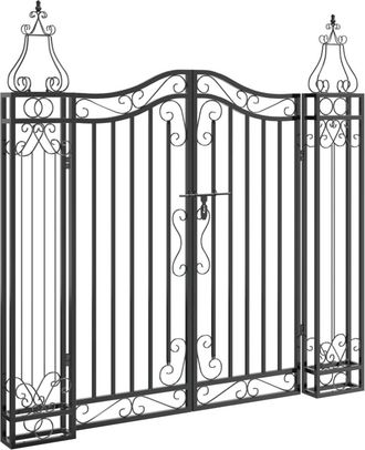 vidaXL Puerta De Jard&iacute;n De Hierro Forjado Negro 121x8x120 Cm Vidaxl