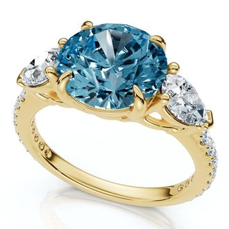 Pompeii3 3 1/2Ct Fancy Blue Lab Grown Accent Diamond Engagement Ring 14k Gold