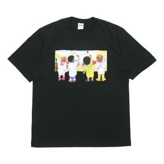 SUPREME SS19 Kids Tee Back Kids Graffiti Round Neck Short Sleeve Unisex Black SUP-SS19-263