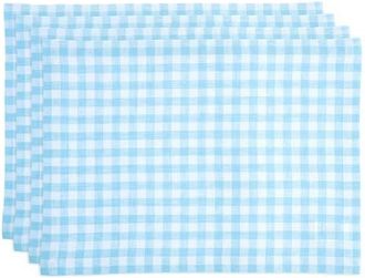 Solino Home Linen Placemats Set of 4, 14 x 19 Inch for Dining Table, Holiday and Everyday Table Decor - Gingham Check in Blue Bell at Nordstrom, Size