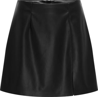 Only Lederimitatrock ONLY ONLELINA FAUX LEATHER SKIRT OTW, Damen, Gr. L, schwarz, Web, Obermaterial: 100% Polyester, unifarben, kurz, R&ouml;cke Lederimitatrock