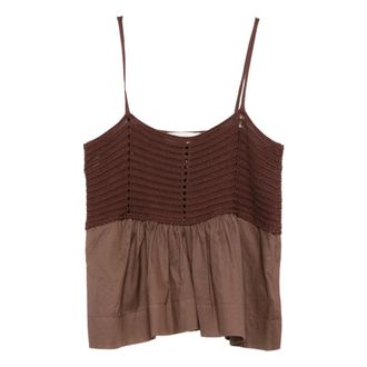 Jucca Sleeveless Tops, female, Brown, Size: S Crochet Top