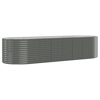 Berkfield Home Garden Raised Bed Powder-coated Steel 322x100x68 cm Grey | Size: 322 x 100 x 68 cm