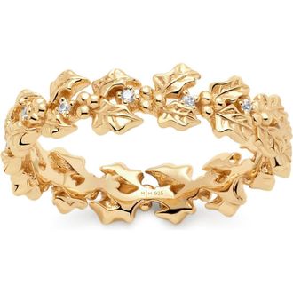 Made by Mary Cubic Zirconia Birthstone Flower Eternity Band Ring in Gold December at Nordstrom, Size 10