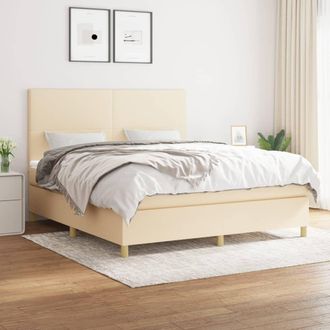 vidaXL Vidaxl - Cama Box Spring Con Colch&oacute;n Tela Color Crema 180x200 Cm