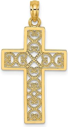 Diamond2Deal 14k Yellow Gold Polished Square Cross with Heart Design Charm Pendant