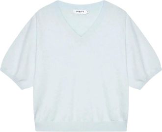 Janice Romeo V-neck Knit - Dames - V-hals truien - Blauw - XS - Wol - Truien & Vesten