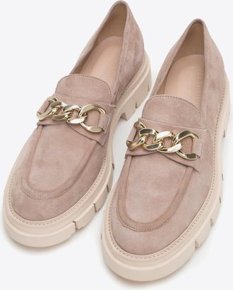 Wittchen Su&egrave;de Mocassins voor Dames met Ketting op Platform Beige