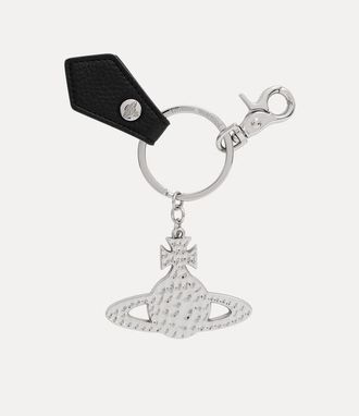 Vivienne Westwood Hammered Orb Keyring Metal Black-pu-grain One Size Unisex