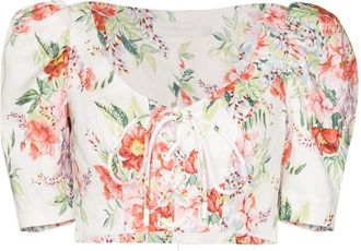 Zimmermann Bellitude Crop Top met Kanten