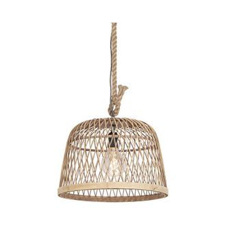 QAZQA Lampada a sospensione calamus - Rustico - Malacca,Acciaio - Beige/Grigio - Tondo Max. 1 x Watt - Qazqa