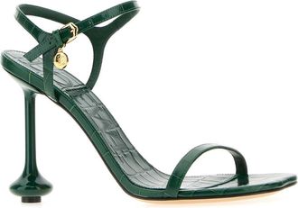 Loewe Womens Dark Green Leather Toy Sandals Emerald Sandali