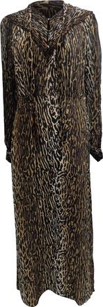 Rixo Bette Leopard Midi Dress in Brown Silk