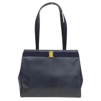 Ferragamo Pre-owned Tote Bags, female, Blue, Size: ONE SIZE Pre-owned Leather Tote Bag