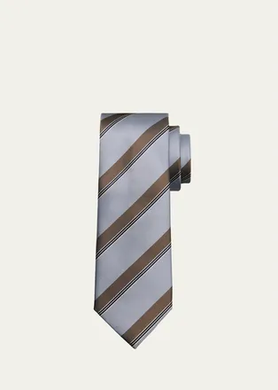 Brioni Mens Stripe Jacquard Silk Tie