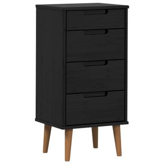 vidaXL Cajonera Molde Negro 40 X 35 X 82 Cm Madera De Pino Maciza Vidaxl