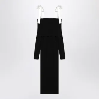 Rotate Schwarzes Midikleid mit Schleifen