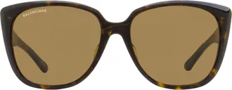 Balenciaga BB0175SA Alternative Fit Square Sunglasses - Havana