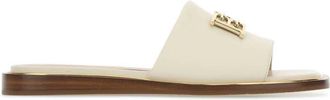 Bally logo-plaque leather slippers - women - Leather - 35.5 - Neutrals