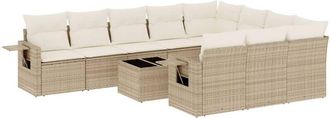 vidaXL Set De Sof&aacute;s De Jard&iacute;n 11pzas Con Cojines Rat&aacute;n Sint&eacute;tico Beige Vidaxl