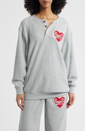 Boys Lie Signature Thermal Crewneck Sweatshirt in Light Heather Grey at Nordstrom, Size X-Large