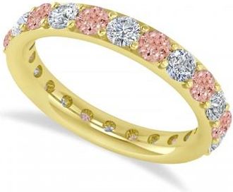 Allurez Diamond & Morganite Eternity Wedding Band 14k Yellow Gold (2.00ct)