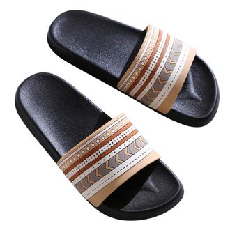 Generic Home Bathroom Non-slip Slippers for Womens Worn Outside with Soft-soled Indoor Slippers(03 - Black belt brown belt,42-43)