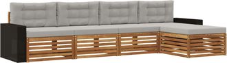 vidaXL Conjunto De Sof&aacute;s De Exterior 5 Uds. Natural Y Gris Claro Vidaxl