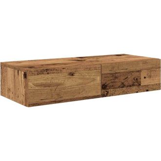 vidaXL Wall Shelf with Drawers Old Wood 80x33x17 cm Engineered Wood Vidaxl